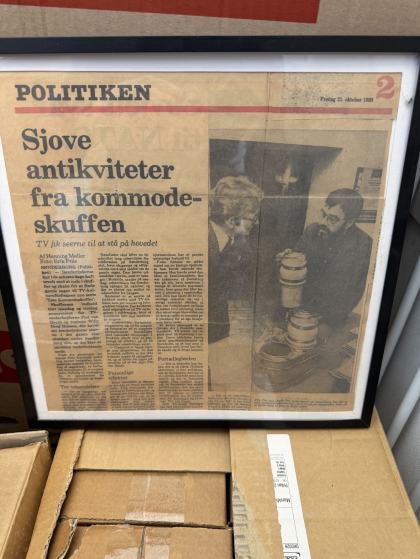 Antik kaffekande sæt med bakke i messing og porcelæn