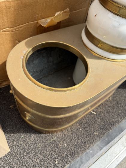Antik kaffekande sæt med bakke i messing og porcelæn